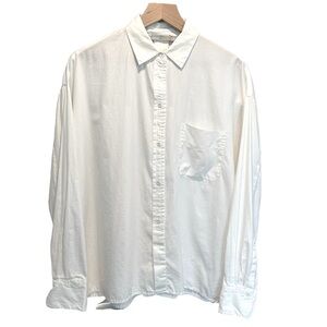 VINCE cotton-silk blend button down with split hem / White / Medium